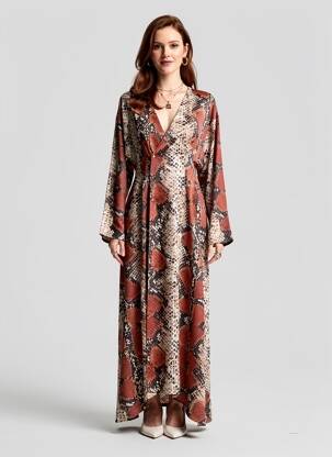 Rochie lungă maro MANGO femeie