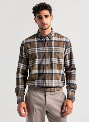 Cămașă cu mâneci lungi maro JACK & JONES bărbat