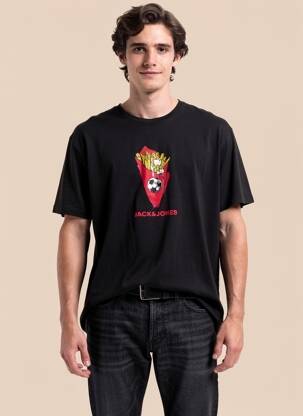 Tricou croială dreaptă negru JACK & JONES bărbat