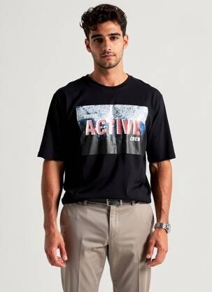Tricou guler rotund mâneci scurte negru JACK & JONES bărbat