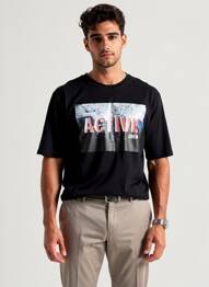 Tricou guler rotund mâneci scurte negru JACK & JONES bărbat