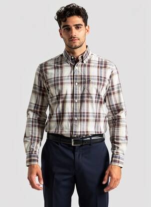 Cămașă cu mâneci lungi maro JACK & JONES bărbat