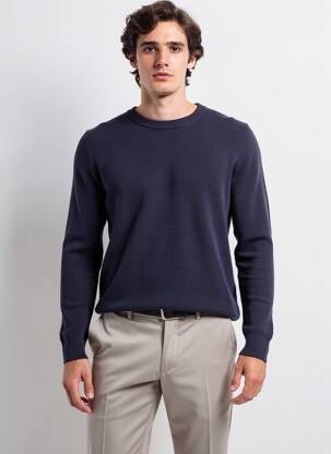 Pulover guler rotund mâneci lungi albastru JACK & JONES bărbat