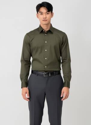 Cămașă cu mâneci lungi mâneci lungi verde închis SELECTED bărbat