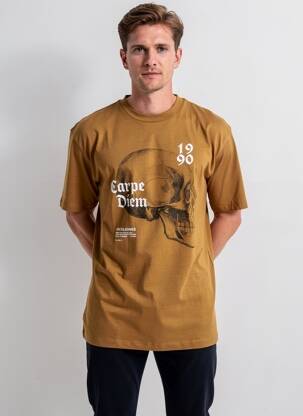 Tricou guler rotund mâneci scurte maro JACK & JONES bărbat
