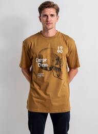 Tricou guler rotund mâneci scurte maro JACK & JONES bărbat