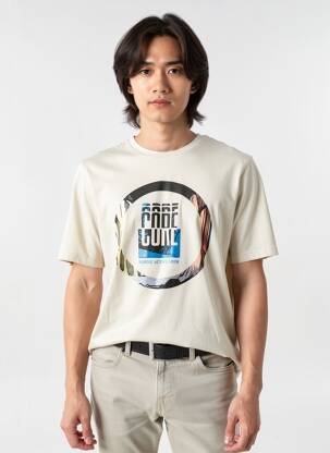 Tricou guler rotund mâneci scurte bej JACK & JONES bărbat