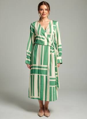 Rochie lungă mâneci lungi mâneci lungi verde VERO MODA femeie