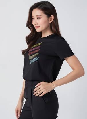 Tricou guler rotund mâneci scurte negru ONLY femeie