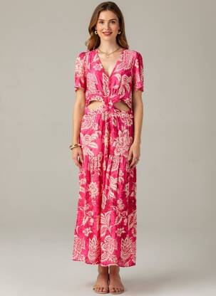 Rochie lungă roz MANGO femeie