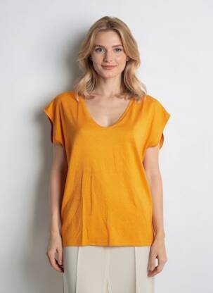 Tricou portocalie PIECES femeie