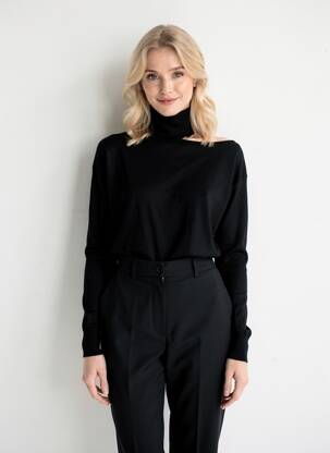 Pulover cu guler înalt negru KOCCA femeie