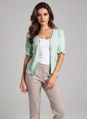 Vestă cu mâneci lungi verde NAF NAF femeie