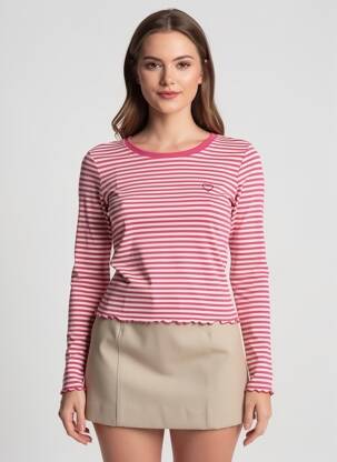 Tricou mâneci lungi mâneci lungi roz ONLY femeie