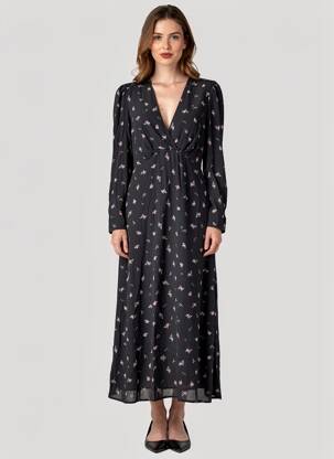 Rochie lungă negru MANGO femeie