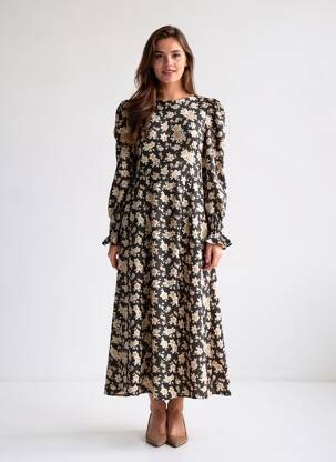 Rochie lungă negru MANGO femeie