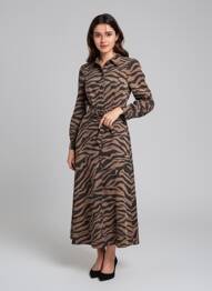 Rochie lungă mâneci lungi mâneci lungi maro VERO MODA femeie
