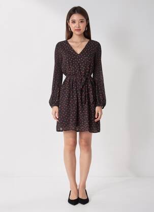 Rochie midi guler în v negru ONLY femeie