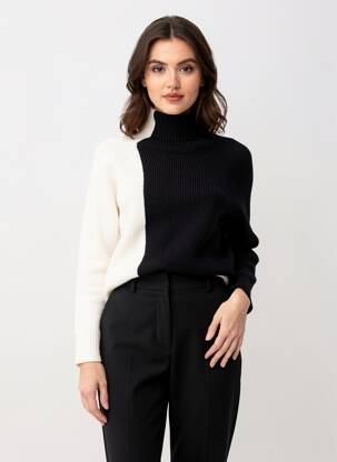 Pulover cu guler înalt negru MANGO femeie