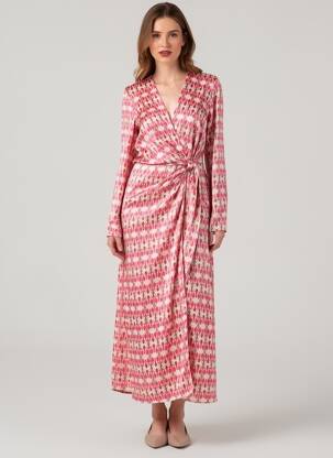 Rochie lungă roz MANGO femeie