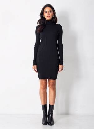 Rochie pulover negru MANGO femeie