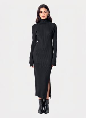 Rochie lungă negru MANGO femeie
