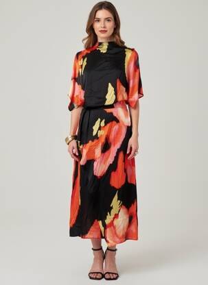 Rochie lungă negru ASTRID BLACK LABEL femeie
