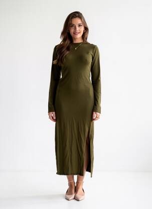 Rochie lungă verde MANGO femeie