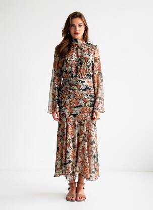 Rochie lungă negru MANGO femeie