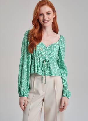 Top mâneci lungi mâneci lungi verde ONLY femeie