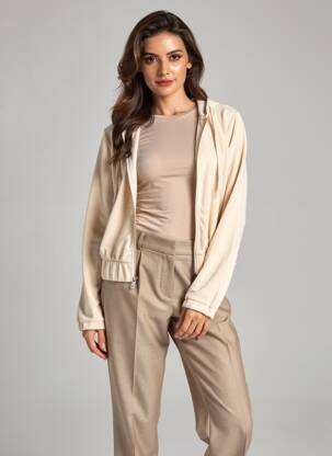 Vestă cu mâneci lungi mâneci lungi bej ONLY femeie