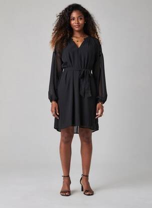 Rochie midi guler în v negru VILA femeie