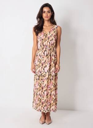 Rochie lungă guler în v roz VERO MODA femeie