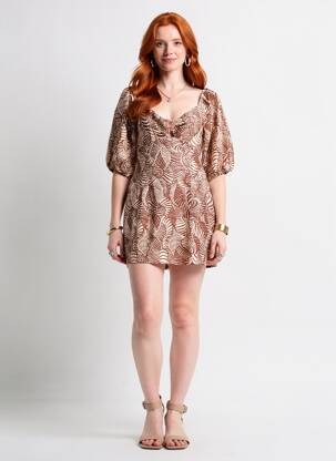Rochie scurtă maro MANGO femeie