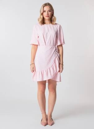 Rochie scurtă guler rotund roz VERO MODA femeie