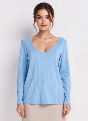 Tricou albastru MANGO femeie