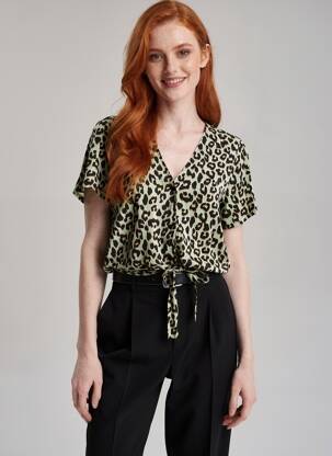 Cămașă mâneci scurte verde VERO MODA femeie
