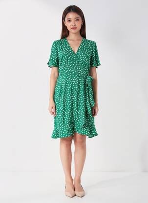 Rochie scurtă mâneci scurte mâneci scurte verde ONLY femeie