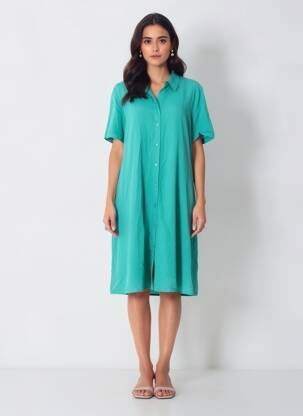 Rochie scurtă mâneci scurte mâneci scurte verde VILA femeie