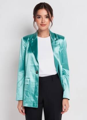 Sacou guler tip costum verde VILA femeie