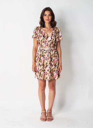 Rochie scurtă guler în v maro VERO MODA femeie