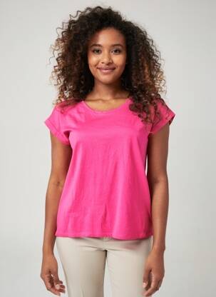 Tricou guler rotund mâneci scurte roz VILA femeie
