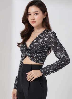 Top mâneci lungi mâneci lungi negru ONLY femeie