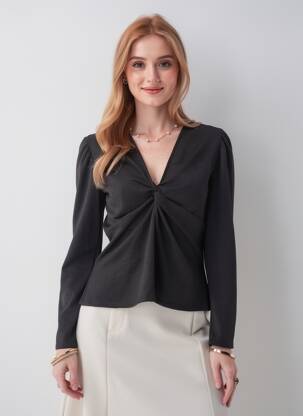 Top mâneci lungi mâneci lungi negru JACQUELINE DE YONG femeie