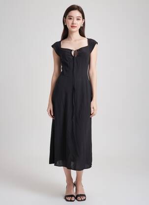 Rochie midi negru ASTRID BLACK LABEL femeie