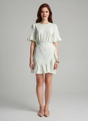 Rochie scurtă guler rotund verde VERO MODA femeie
