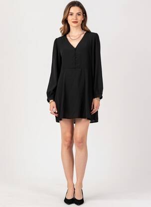Rochie midi mâneci lungi mâneci lungi negru JACQUELINE DE YONG femeie