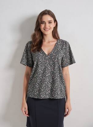 Tricou croială dreaptă negru JACQUELINE DE YONG femeie