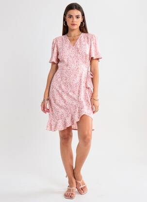Rochie scurtă mâneci scurte mâneci scurte roz ONLY femeie