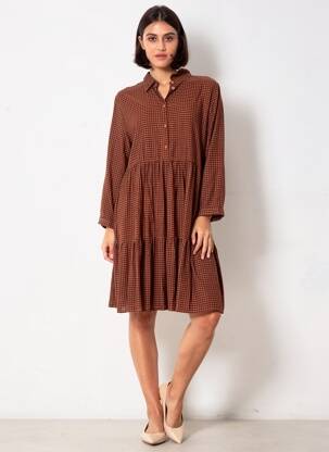 Rochie scurtă maro JACQUELINE DE YONG femeie